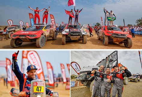 DAKAR 2023: Con Kevin Benavidez como héroe, ganador en motos y Al Attiyah en autos finalizó la 45ª edición en Dammam