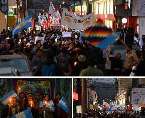 Jujuy: Multitudinaria marcha de antorchas repudió la represión a la movilización contra la nueva Constitución de Morales