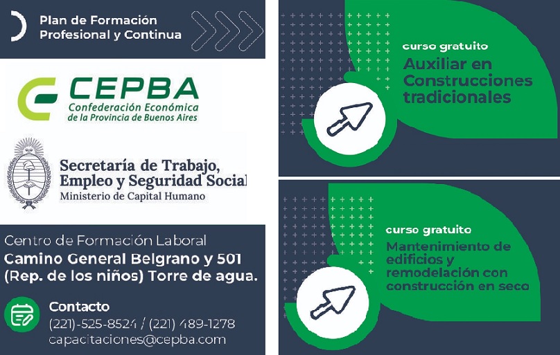 CEPBA lanza en La Plata dos nuevos cursos de formación profesional gratuitos y certificados para el sector de la construcción