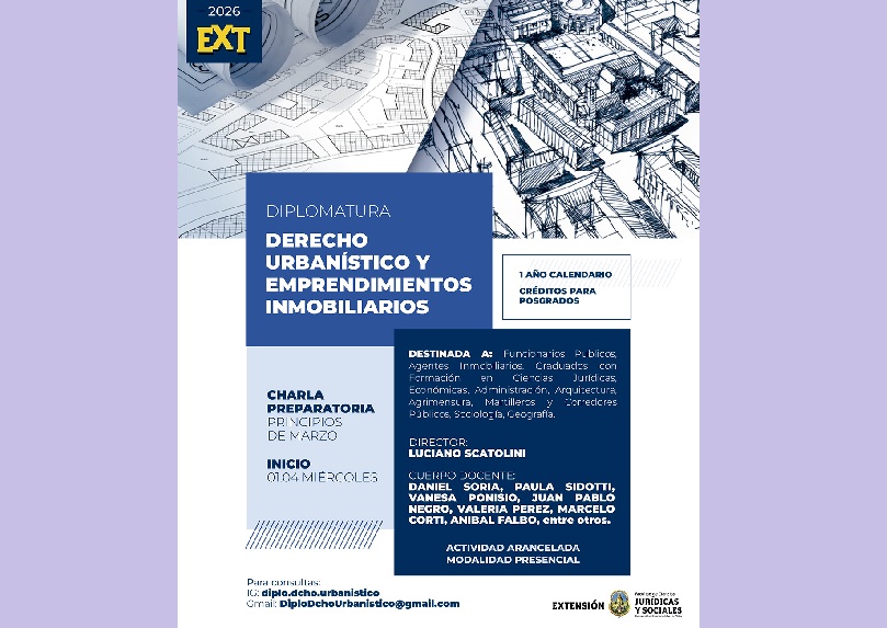 Este 2026 se viene la Diplomatura “Derecho Urbanístico y emprendimientos inmobiliarios” en Derecho de la UNLP