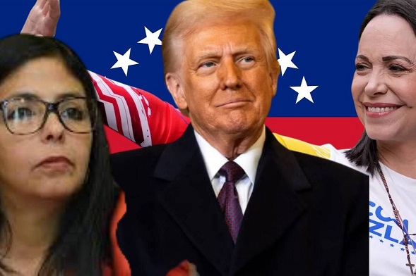 Trump elogió a la presidenta de Venezuela, Delcy Rodríguez, tras mantener una charla antes de reunirse con la líder opositora María Corina Machado