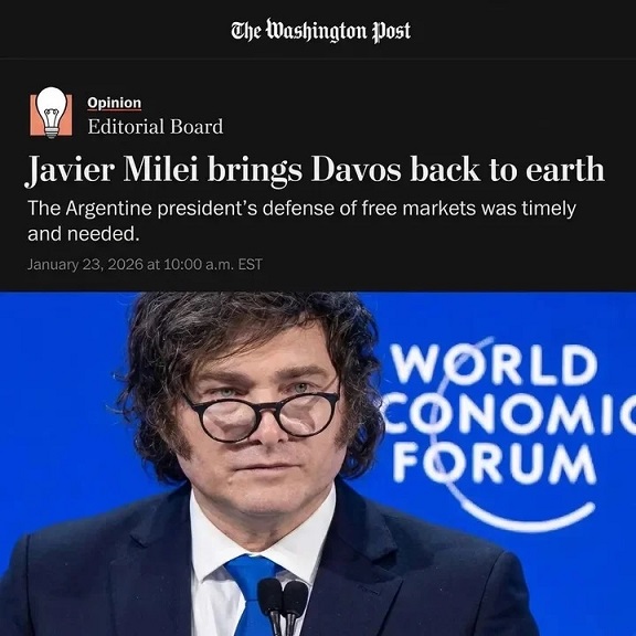 Washington Post elogió a Javier Milei por su discurso en Davos: «Su defensa del libre mercado fue oportuna y necesaria»