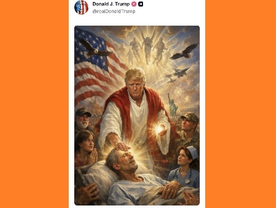 Trump se presentó como un Jesús sanador por Truth Social el domingo por la noche y luego la eliminó ante un repudió total 